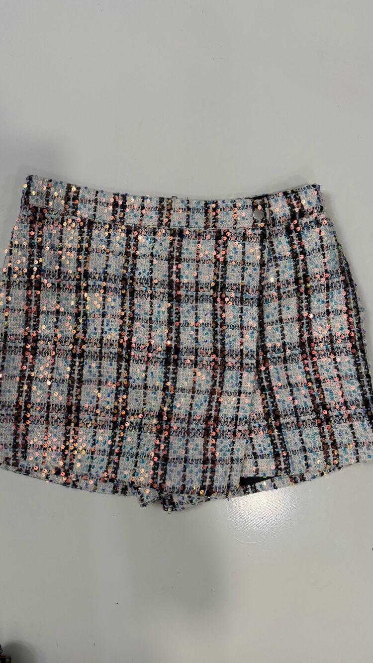 WALTER BAKER Regina Plaid Mini Skort SIZE 8 BLUE MULTICOLOR $198
